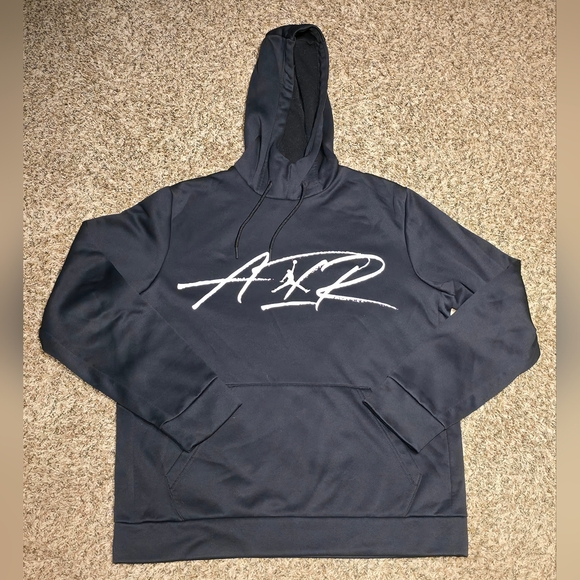 Nike Air Jordan Hoodie Black Therma Fleece Sweatshirt Mens Med Graphic Athletic - Picture 1 of 6